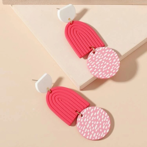 Jewelry - 2/$15 Geometric & Round Acrylic Drop Earrings